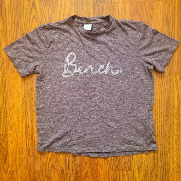Bench Women's Grey Heathered Logo T-Shirt Size XS Casual Crewneck Tee - Picture 1 of 3